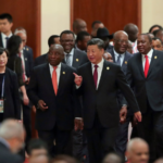 Chinese president Xi Jinping (centre) with South Africa's Cyril Ramaphosa (centre left) and other African leaders in 2018 Beijing FOCAC summit. Photo: AP/file photo.