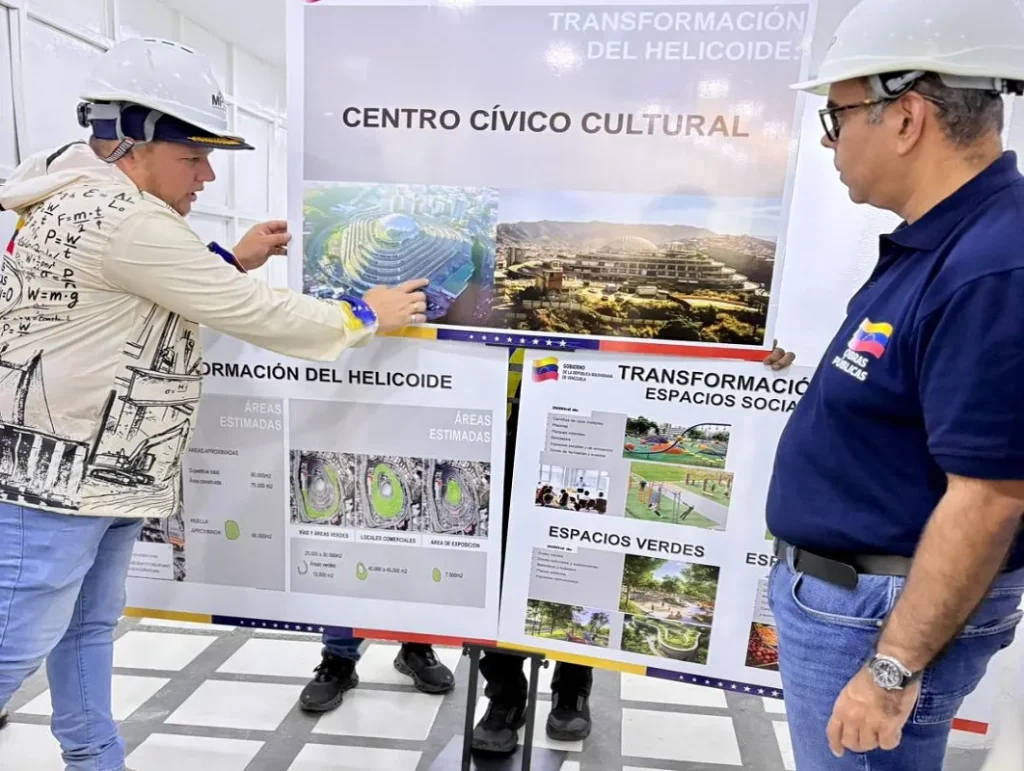 Personnel of the Ministry of Public Works discuss plans for redesign of El Helicoide. Photo: MPPOP.