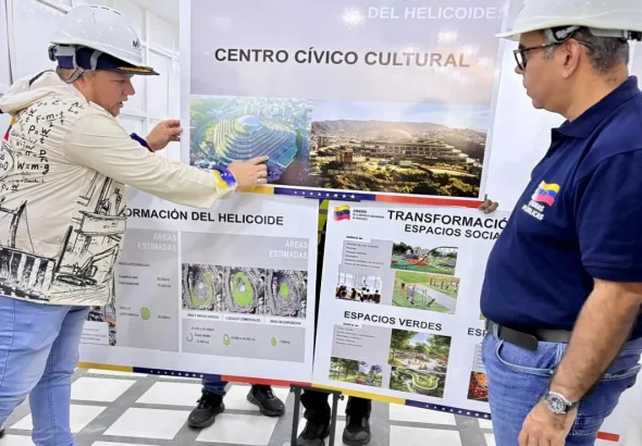 Personnel of the Ministry of Public Works discuss plans for redesign of El Helicoide. Photo: MPPOP.