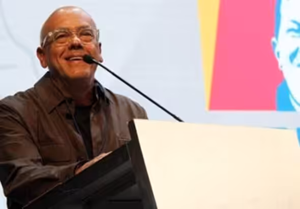 The President of Venezuela's National Assembly, Jorge Rodríguez, addressing those in attendance of a PSUV parliamentary meeting in Caracas on Friday, February 6, 2026. Photo: AVN.