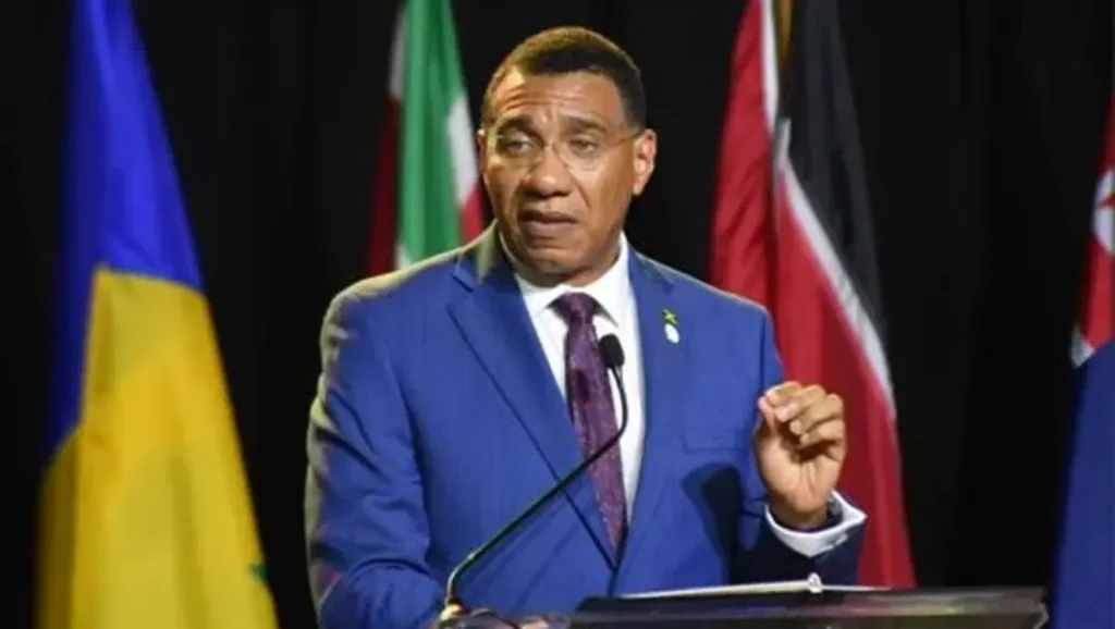 Jamaican PM Andrew Holness. X/ @caribbeannewsuk.