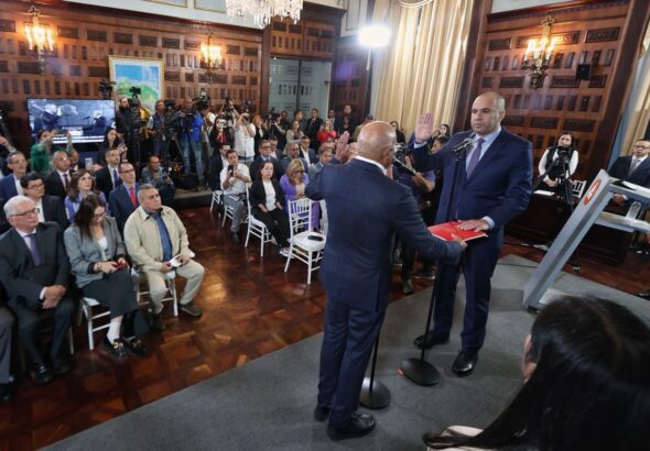 Larry Devoe takes oath