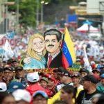 Venezuelans marching demanding the return of President Nicolas Maduro and his wife Cilia Flores in Caracas on February 3, 2026. Photo: IG/@carmenzerpa.psuvoficial.