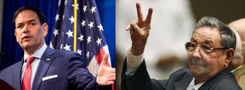 US Secretary of State Marco Rubio (left) and the historical leader of the Cuban Revolution, Raúl Castro (right). File photo.