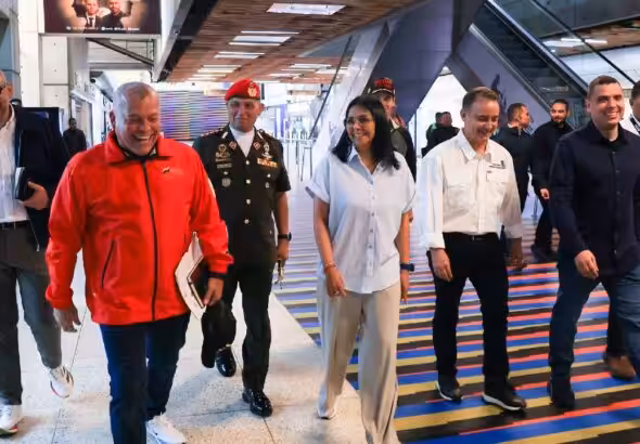 Venezuelan Acting President Delcy Rodriguez supervises improvement works at the Simon Bolivar International Airport in Maiquetia, La Guaira state, on Saturday, January 31, 2026. Photo: Union Radio.