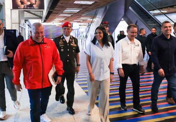 Venezuelan Acting President Delcy Rodriguez supervises improvement works at the Simon Bolivar International Airport in Maiquetia, La Guaira state, on Saturday, January 31, 2026. Photo: Union Radio.