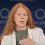 Jodie Ginsberg, CEO of the Committee to Protect Journalists (CPJ), speaking at the 2025 Concordia Annual Summit. Photo: @ConcordiaSummit/YouTube.