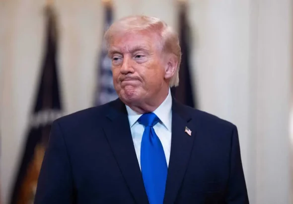 US President Donald Trump at an official event in the White House, February 23, 2026. Photo: Aaron Schwartz/CNP.