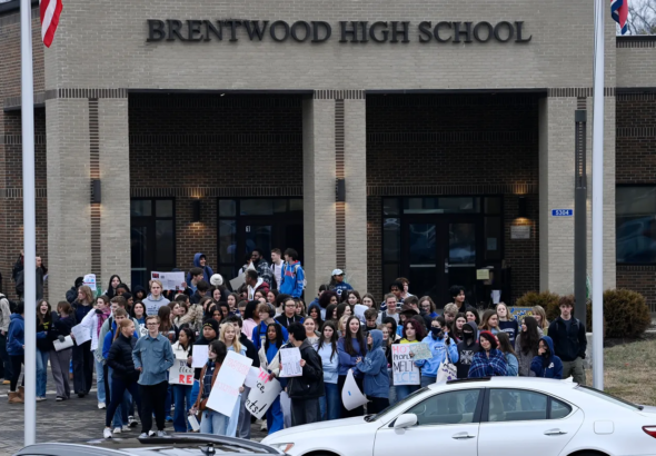 Brentwood High School students walk out against ICE, Brentwood, Tennessee, Feb. 4, 2026. Photo: Mark Zaleski/The Tennessean.