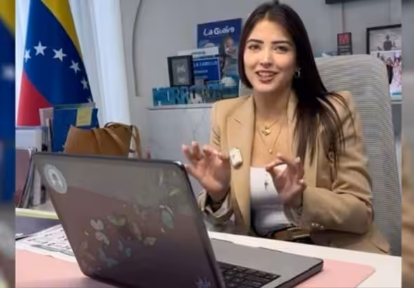 Daniella Cabello as leader of the Marca País Firm. File photo.