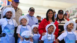 Venezuelan Acting President Delcy Rodriguez during the visit to the commune North Zone in Caracas on Saturday, Feb. 21, 2026. Photo: Venezuelan Presidential Press.