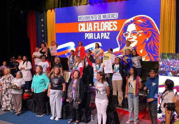 An event of the "Cilia Flores for Peace" Women's Movement (Movimiento de Mujeres Cilia Flores por la Paz) held on February 20, 2026, at the Simón Bolívar Theater in Caracas, Venezuela. Photo: Telesur.