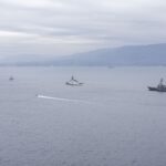 A photo of the USS Stockdale, USCGC Stone, and USCGC Diligence posted to social media by US Southern Command announcing their arrival in the Bay of Port-au-Prince, Haiti. Photo: X/@Southcom.