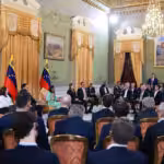 Acting President Delcy Rodríguez speaks with a delegation of national and international investors on March 24, 2026. Photo: Venezuela's Presidential Press.
