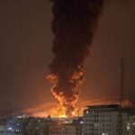 Smoke rises following an Israeli attack on the Sharan Oil depot in Tehran, Iran, on March 8, 2026. Photo: social media/PressTV.