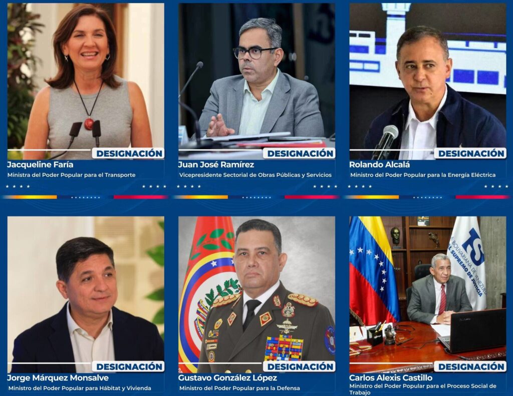 Photos of new ministers appointed by the acting president of Venezuela, Delcy Rodríguez, on March 18, 2026. Photo: Venezuelan Presidential Press.