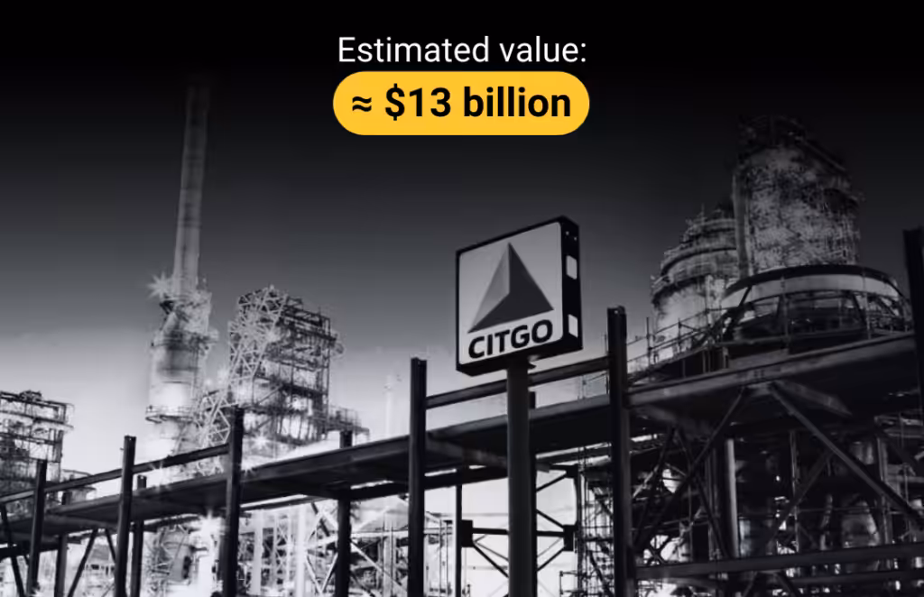 Image of a CITGO refinery showing the estimated value of the PDVSA subsidiary. Photo: Orinoco Tribune.