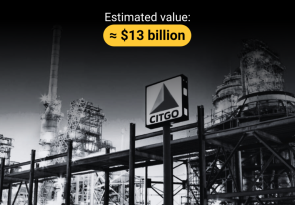 Image of a CITGO refinery showing the estimated value of the PDVSA subsidiary. Photo: Orinoco Tribune.