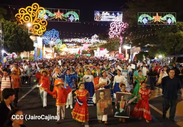 The real Nicaragua: A march in solidarity with Venezuela and with Palestine in December 2025. Photo: Jairo Cajina/El 19/file photo.