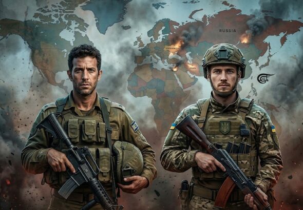 Depiction of how Ukraine, like "Israel" before it, has been transformed into an outpost of Western imperialism. Photo: Zeinab al-Hajj/Al Mayadeen English.