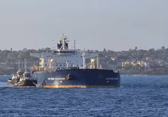 Russian Tanker Anatoly Kolodkin docks at Cuban port of Matanzas. Photo: RT.