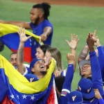 Venezuela's national baseball team celebrates its victory against the US empire's team, winning the championship of the World Baseball Classic in Miami, Florida, on March 17, 2026. Photo: Megan Briggs/Getty Images.