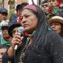 Aída Quilcué speaking at a protest in Bogotá, Colombia. Photo: EFE/Mauricio Dueñas Castañeda.