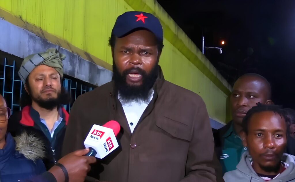 Booker Ngesa Omole, general secretary of the Communist Party Marxist - Kenya, giving statements to the press. File photo.