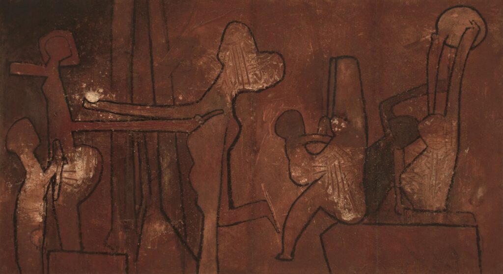 Cuba es la capital ("Cuba is the capital), soil and plaster on Masonite (mural) (1963), by Roberto Matta (Chile). Located at the entrance to Casa de las Américas, in Havana, Cuba.