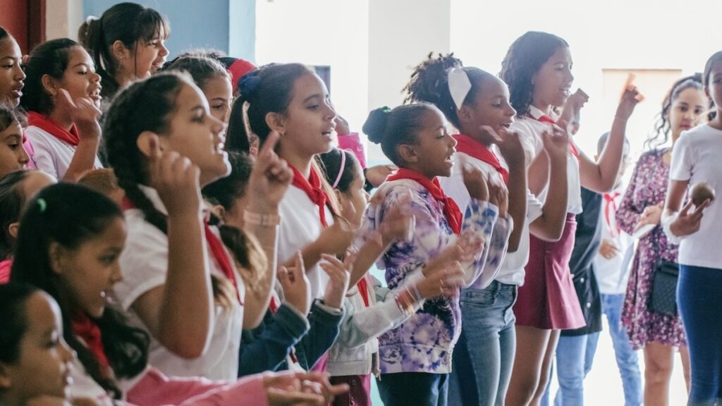 Cuban children singing at a school. Photo: Jaylen Strong.