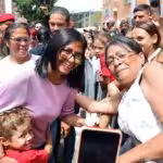 Venezuelan Acting President Delcy Rodriguez alongside communards during a visit to Tiuna el Fuerte, Caracas, on Monday, March 9, 2026. Photo: Venezuelan Presidential Office.