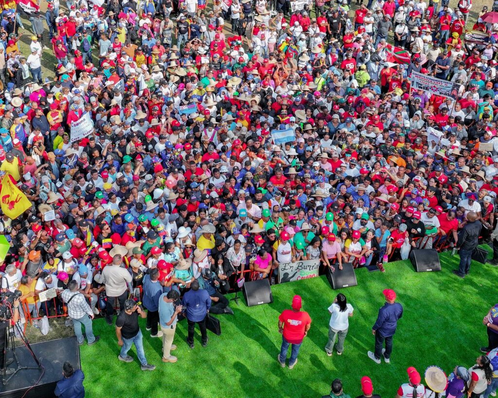 Venezuelan Acting President Delcy Rodríguez addresses a gathering of commune members in the El Maizal commune, Lara state, March 6, 2026. Photo: Presidential Press.