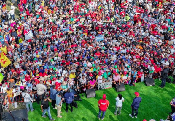 Venezuelan Acting President Delcy Rodríguez addresses a gathering of commune members in the El Maizal commune, Lara state, March 6, 2026. Photo: Presidential Press.