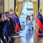Acting president of Venezuela, Delcy Rodríguez, during the swearing-in ceremony for new appointed ministers, held in Miraflores Palace, Caracas, on Thursday, March 19, 2026. Photo: Venezuelan Presidential Press.