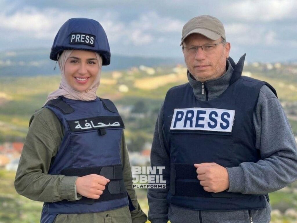 Lebanese journalists Fatima Ftouni and Ali Shoeib, assassinated by the Zionist entity on March 28, 2026. Photo: Bint Jbeil Platforms.