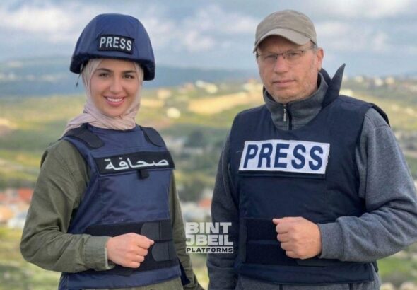 Lebanese journalists Fatima Ftouni and Ali Shoeib, assassinated by the Zionist entity on March 28, 2026. Photo: Bint Jbeil Platforms.
