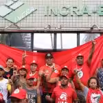 MST members hold a vigil outside the INCRA headquarters in Rio Grande do Sul, Brazil. Jonas Souza Santos/MST.
