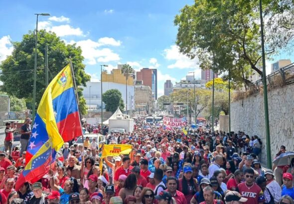 Venezuelans march in Caracas, commemorating the 13th anniversary of the passing of the leader of the Bolivarian Revolution, Hugo Chávez, March 5, 2026. Photo: PSUV.