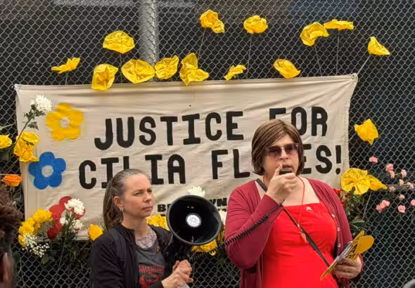 A protest in Brooklyn, New York, calling for the release of Cilia Flores and her husband, Venezuelan President Nicolás Maduro. Photo: Bárbara Larissa.