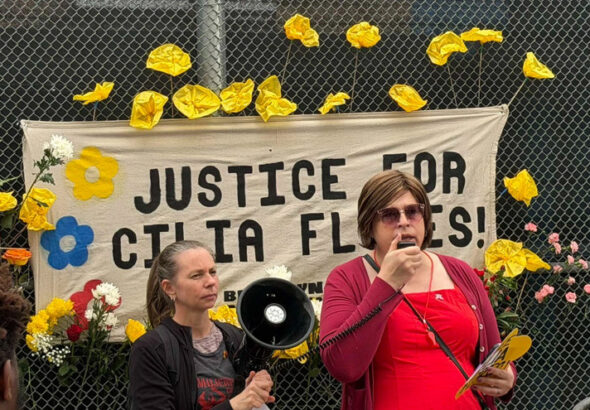 A protest in Brooklyn, New York, calling for the release of Cilia Flores and her husband, Venezuelan President Nicolás Maduro. Photo: Bárbara Larissa.