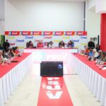 The acting president of Venezuela, Delcy Rodríguez, meets the PSUV leadership to discuss the March 8 popular consultation. Photo: Presidential Press.