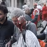 US-Israeli strikes on Tehran’s Enqelab Square. Photo: Press TV.