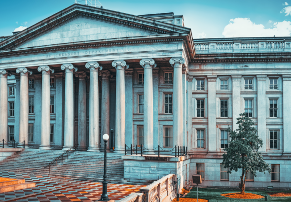 Headquarters of the US Treasury Department in Washington, DC. File photo.
