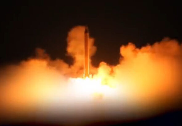 Frame grab from footage captured on March 24, 2026 showing part of the 78th wave of the Islamic Revolution Guards Corps (IRGC)'s underway retaliatory Operation True Promise 4 against enemy targets. Photo: PressTV.