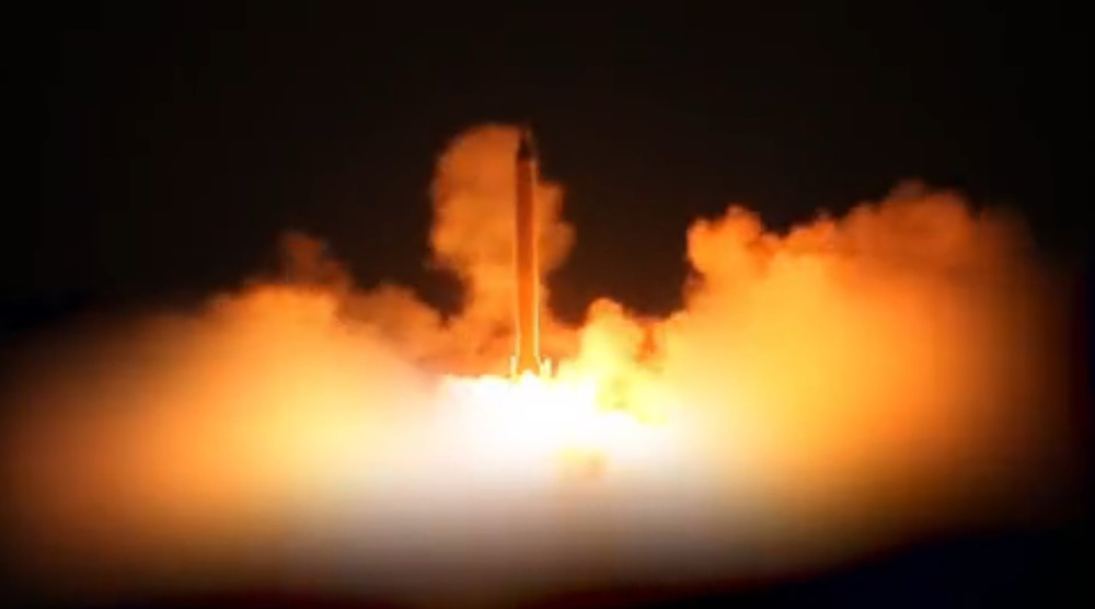 Frame grab from footage captured on March 24, 2026 showing part of the 78th wave of the Islamic Revolution Guards Corps (IRGC)'s underway retaliatory Operation True Promise 4 against enemy targets. Photo: PressTV.