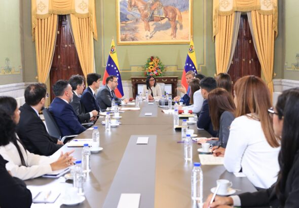 Meeting of Venezuelan Acting President Delcy Rodríguez with new diplomats to be appointed in the United States. Miraflores Palace, March 24, 2026. Photo: Venezuela's Presidential Press.