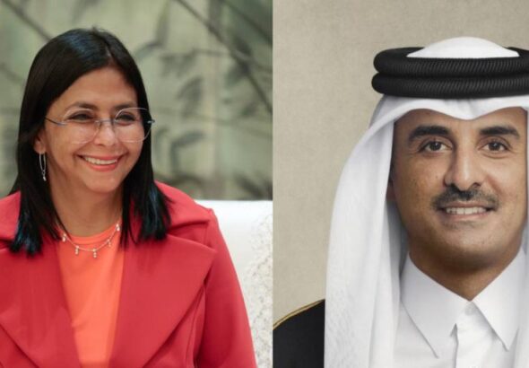 Venezuelan acting president, Delcy Rodriguez, and the Emir of Qatar, Tamim bin Hamad Al Thani. Photo: Venezuelan Presidential Press.