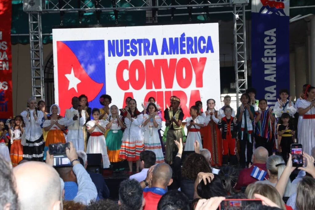 Welcome ceremony for the Nuestra América aid convoy in Havana, Cuba, March 21, 2026. Photo: Cubadebate.