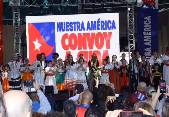 Welcome ceremony for the Nuestra América aid convoy in Havana, Cuba, March 21, 2026. Photo: Cubadebate.