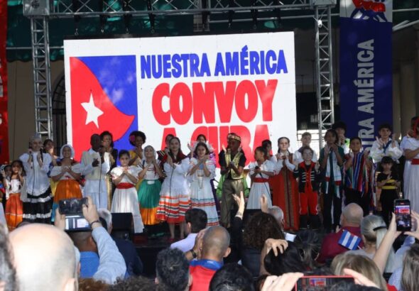 Welcome ceremony for the Nuestra América aid convoy in Havana, Cuba, March 21, 2026. Photo: Cubadebate.